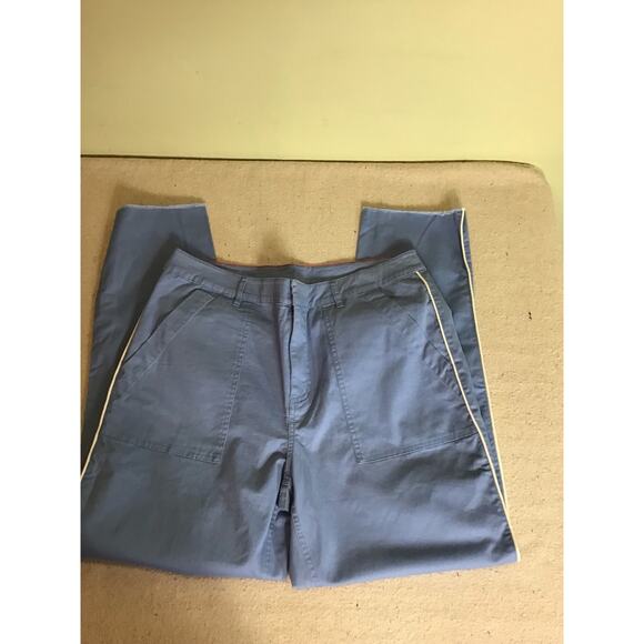 Peace Love World Women Pants Sz. 10 Blue Utility Ankle Pants Distressed Hem - Picture 5 of 11